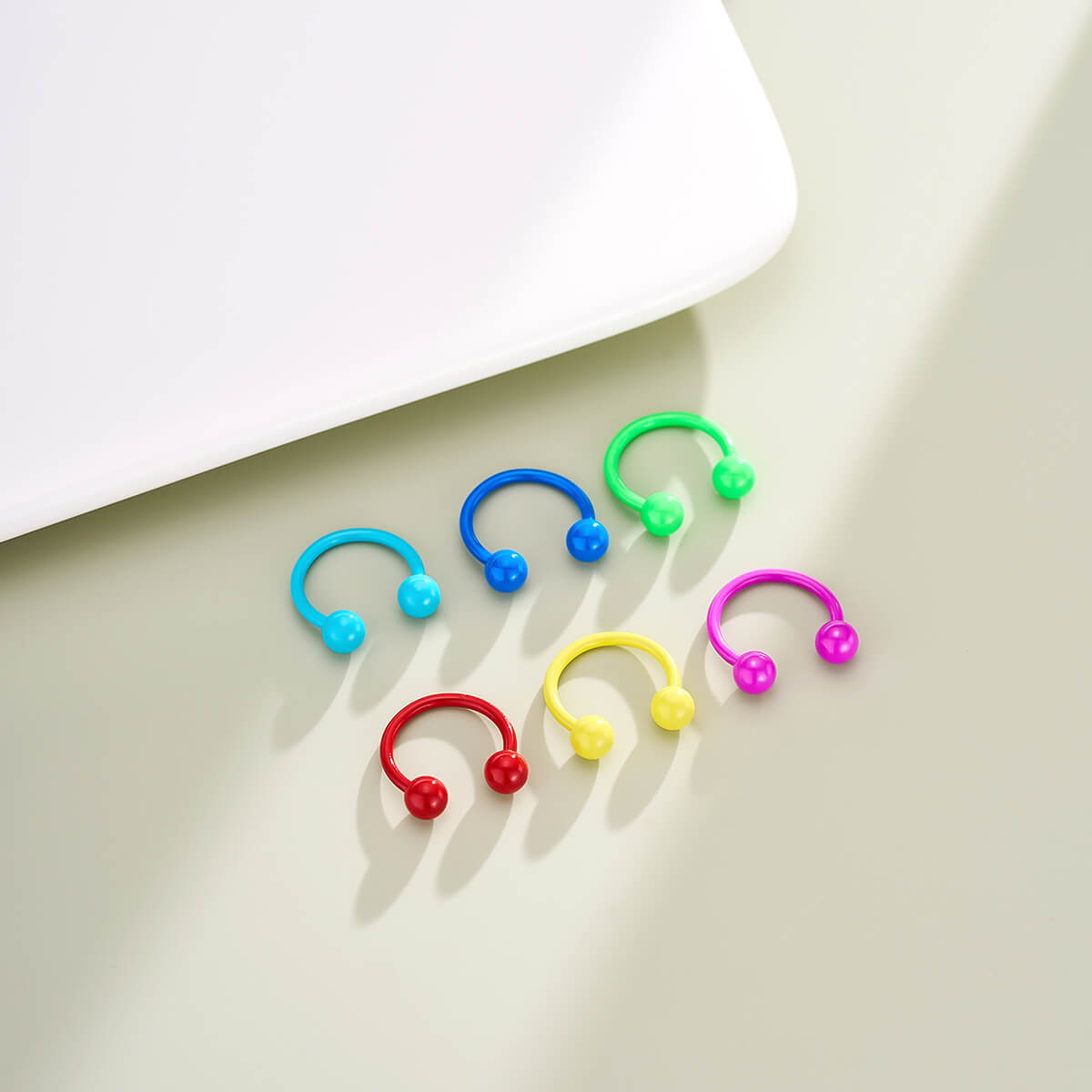 Oufer X Roly 6PCS Rainbow Set Multicolored Horseshoe Septum Rings
