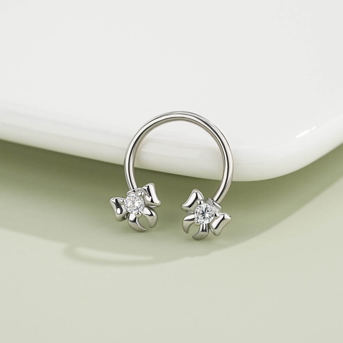 CZ Ribbon Bow Horseshoe Septum Ring
