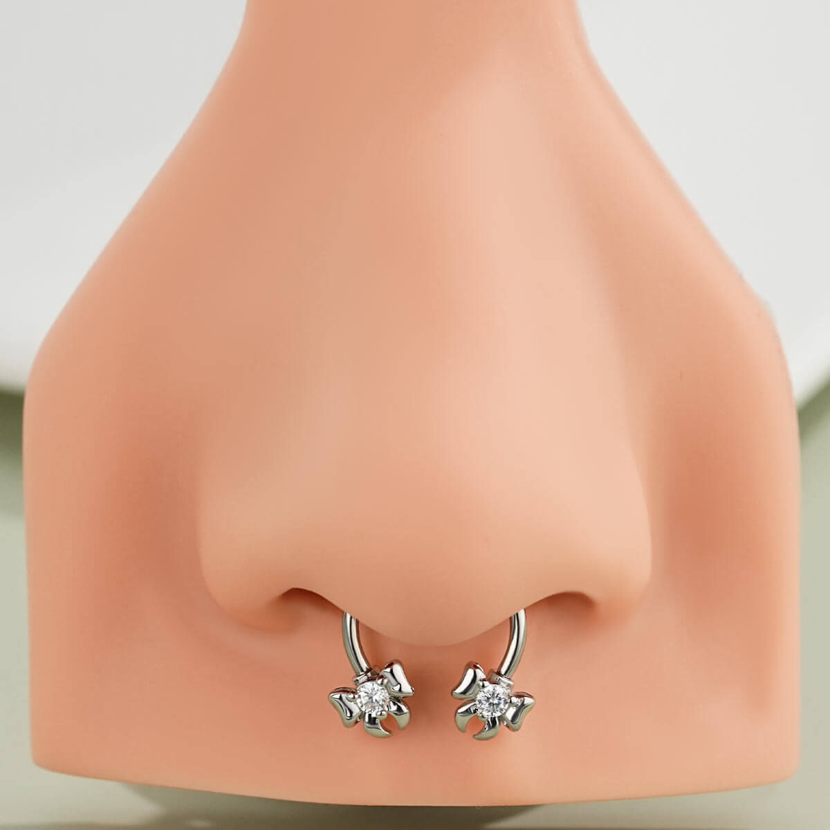 CZ Ribbon Bow Horseshoe Septum Ring