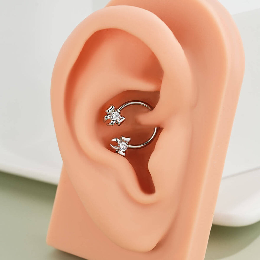 CZ Ribbon Bow Horseshoe Septum Ring