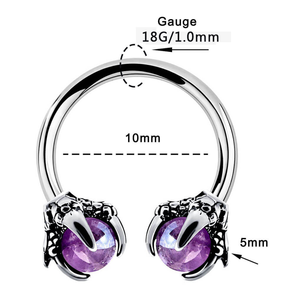 18G Purple Gem Dragon Daith Septum Ring