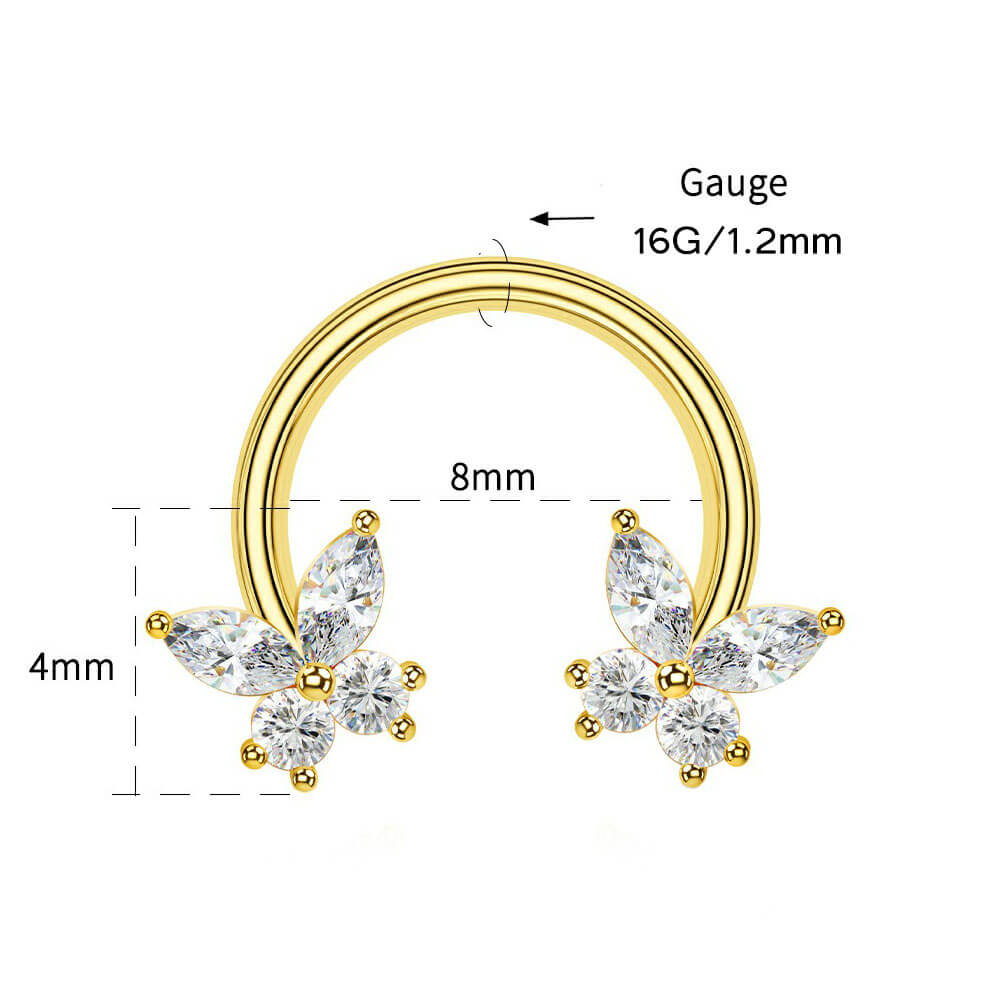 Butterfly CZ Horseshoe Septum Ring