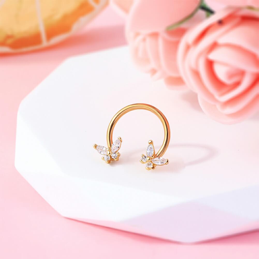 Butterfly CZ Horseshoe Septum Ring
