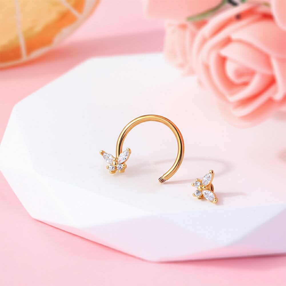Butterfly CZ Horseshoe Septum Ring