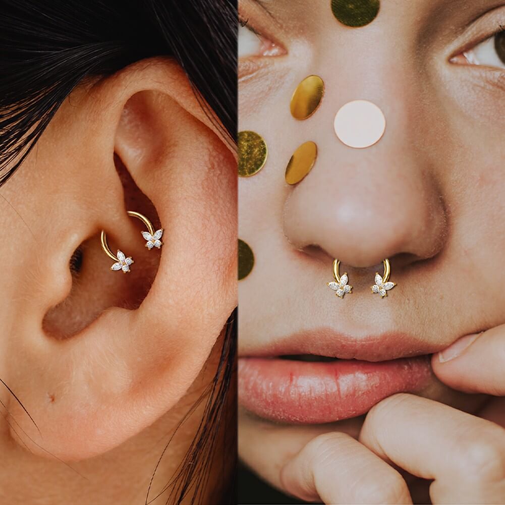 Butterfly CZ Horseshoe Septum Ring