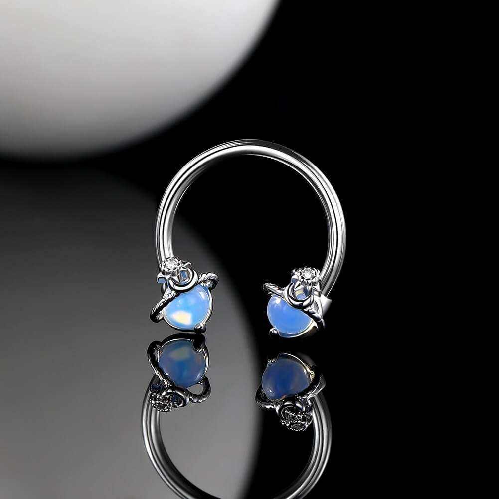 Synthetic Opal Planet Horseshoe Septum Ring