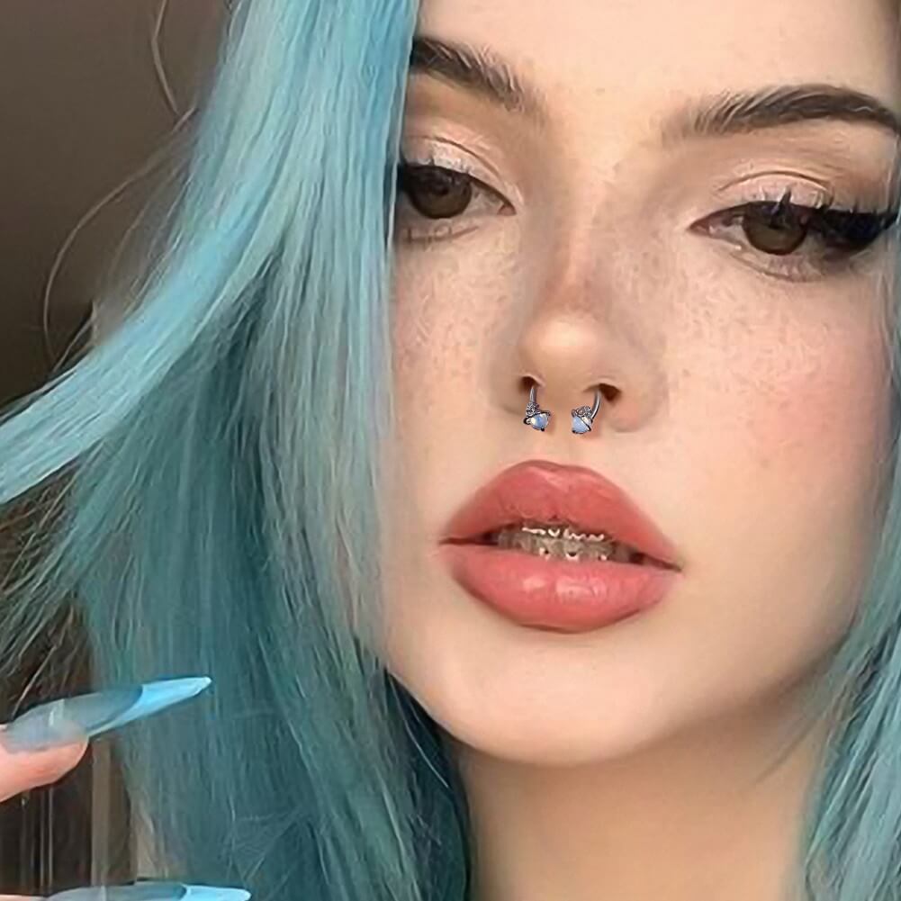 Synthetic Opal Planet Horseshoe Septum Ring