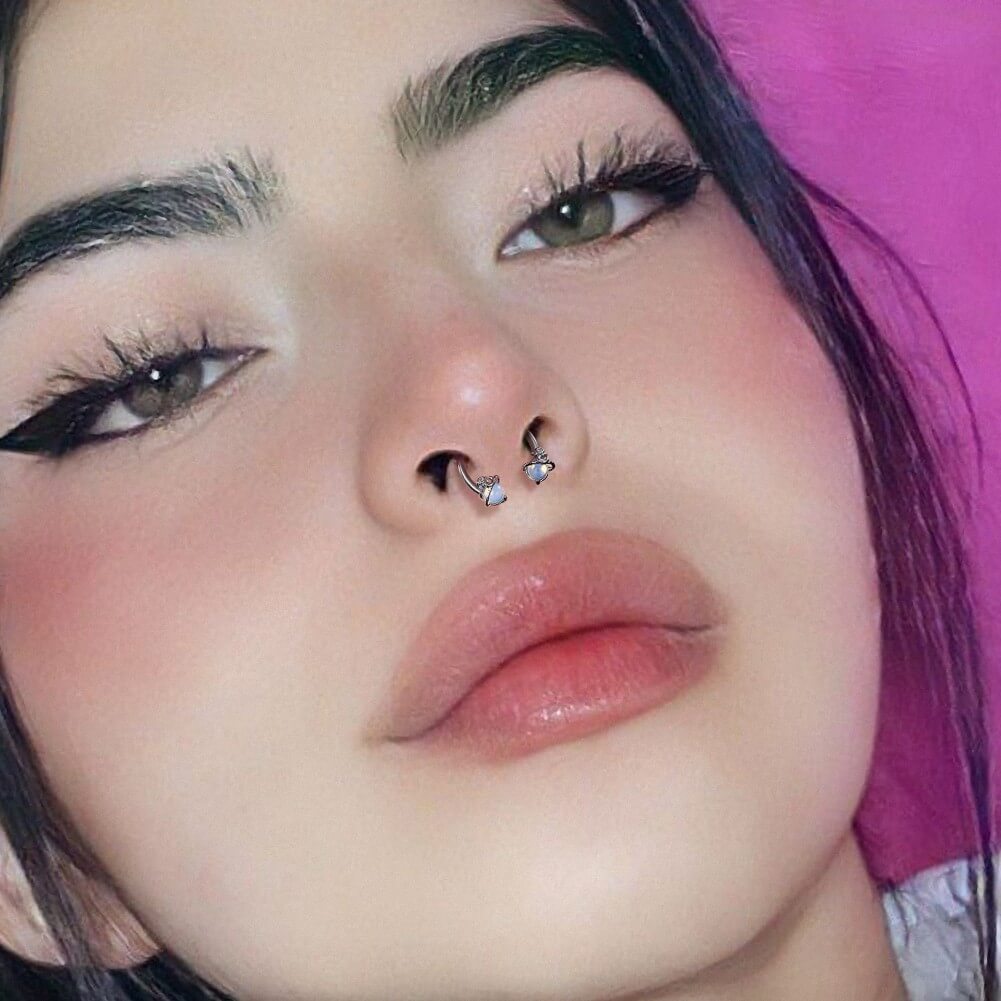 Synthetic Opal Planet Horseshoe Septum Ring