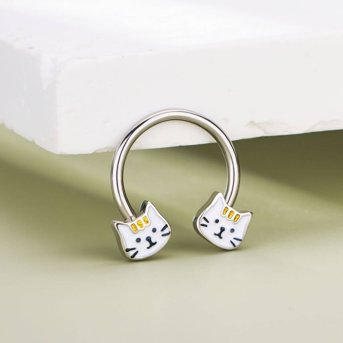 Cute Cat Horseshoe Septum Ring