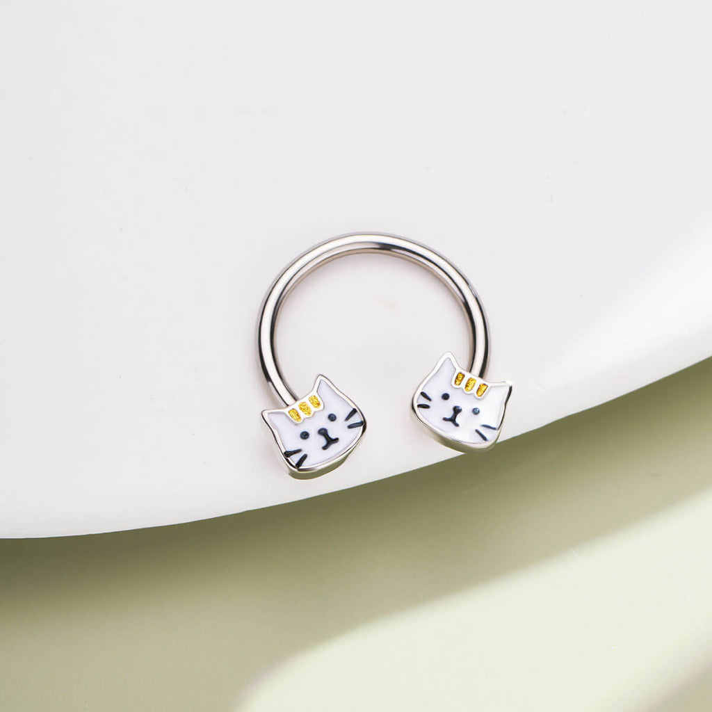 Cute Cat Horseshoe Septum Ring
