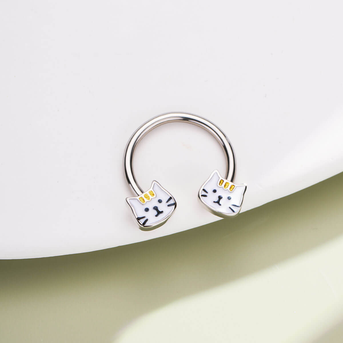 Cute Cat Horseshoe Septum Ring