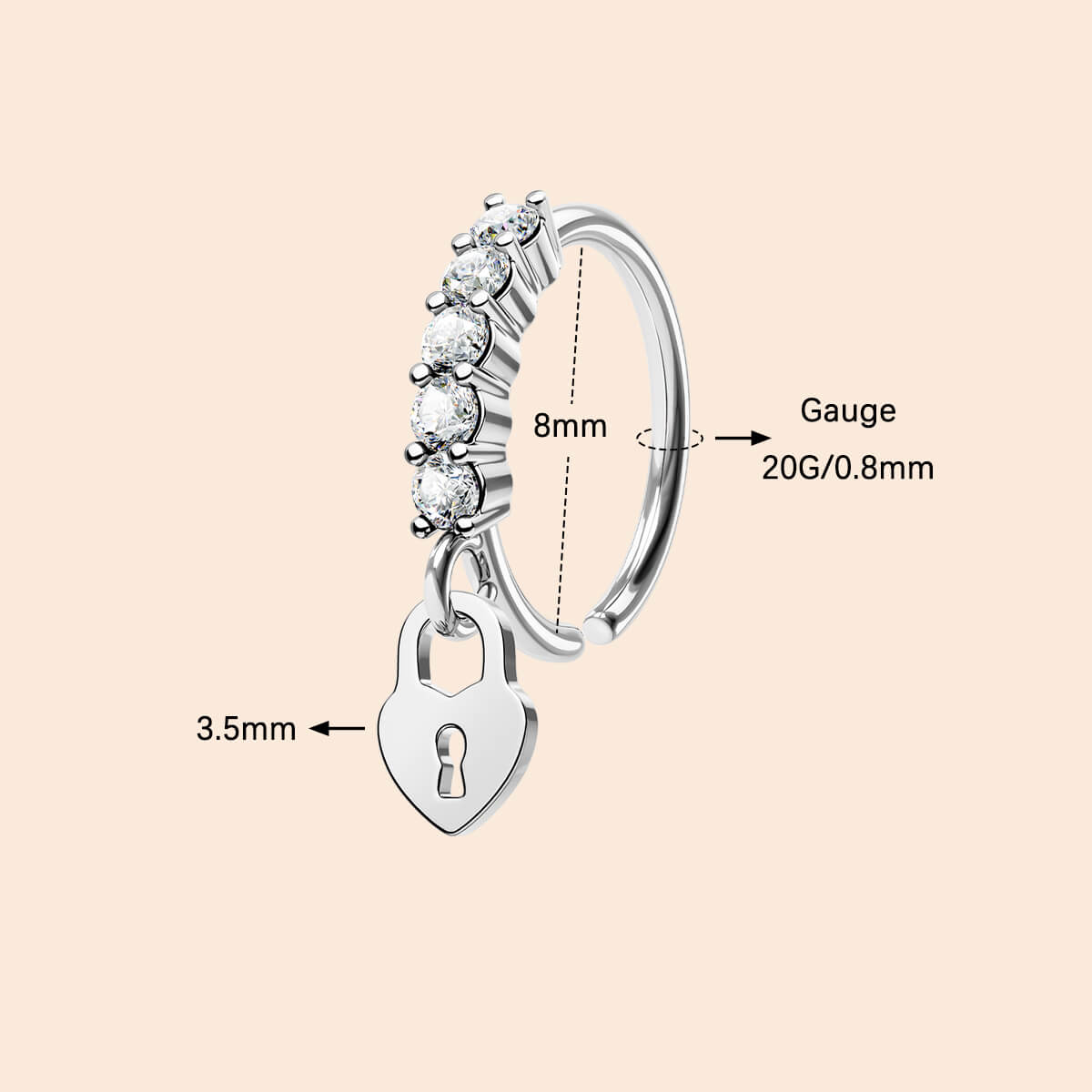 Lock Dangle Seamless Nose Hoop
