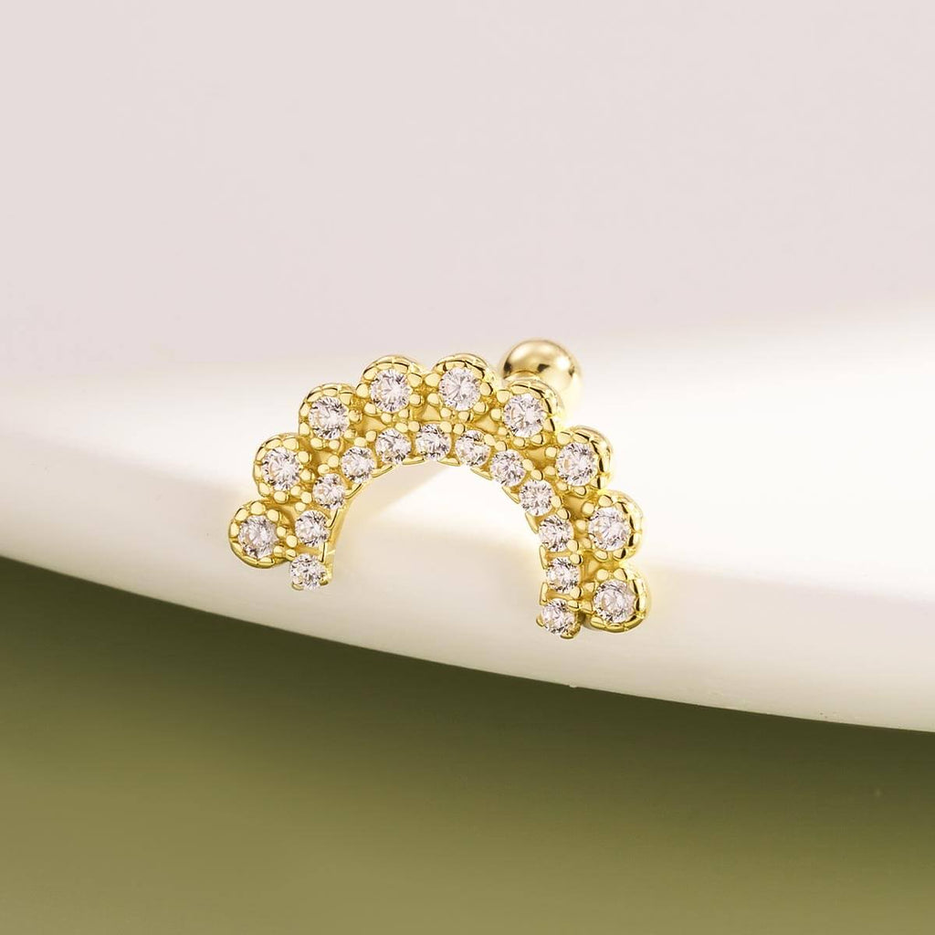 14K Gold CZ U-Shape Cartilage Stud
