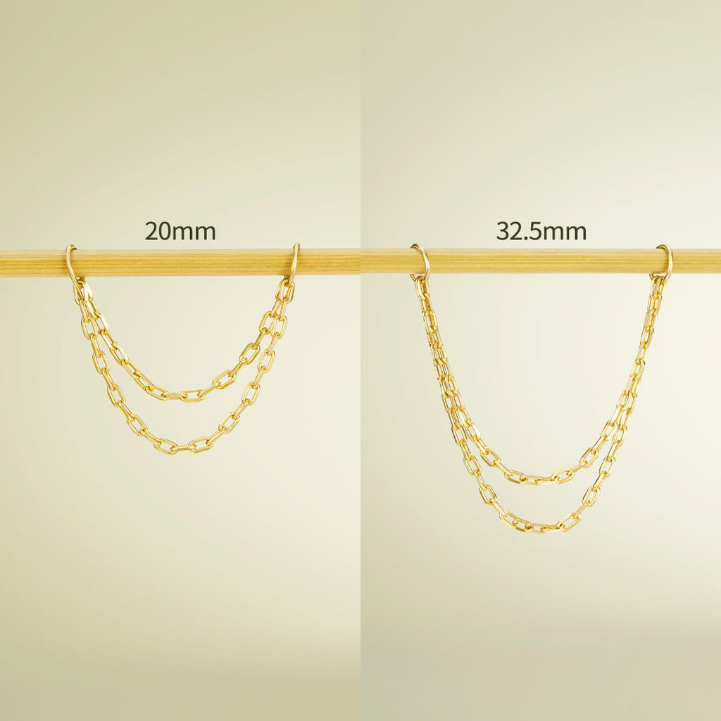 14K Gold Double Chain Cartilage Earring