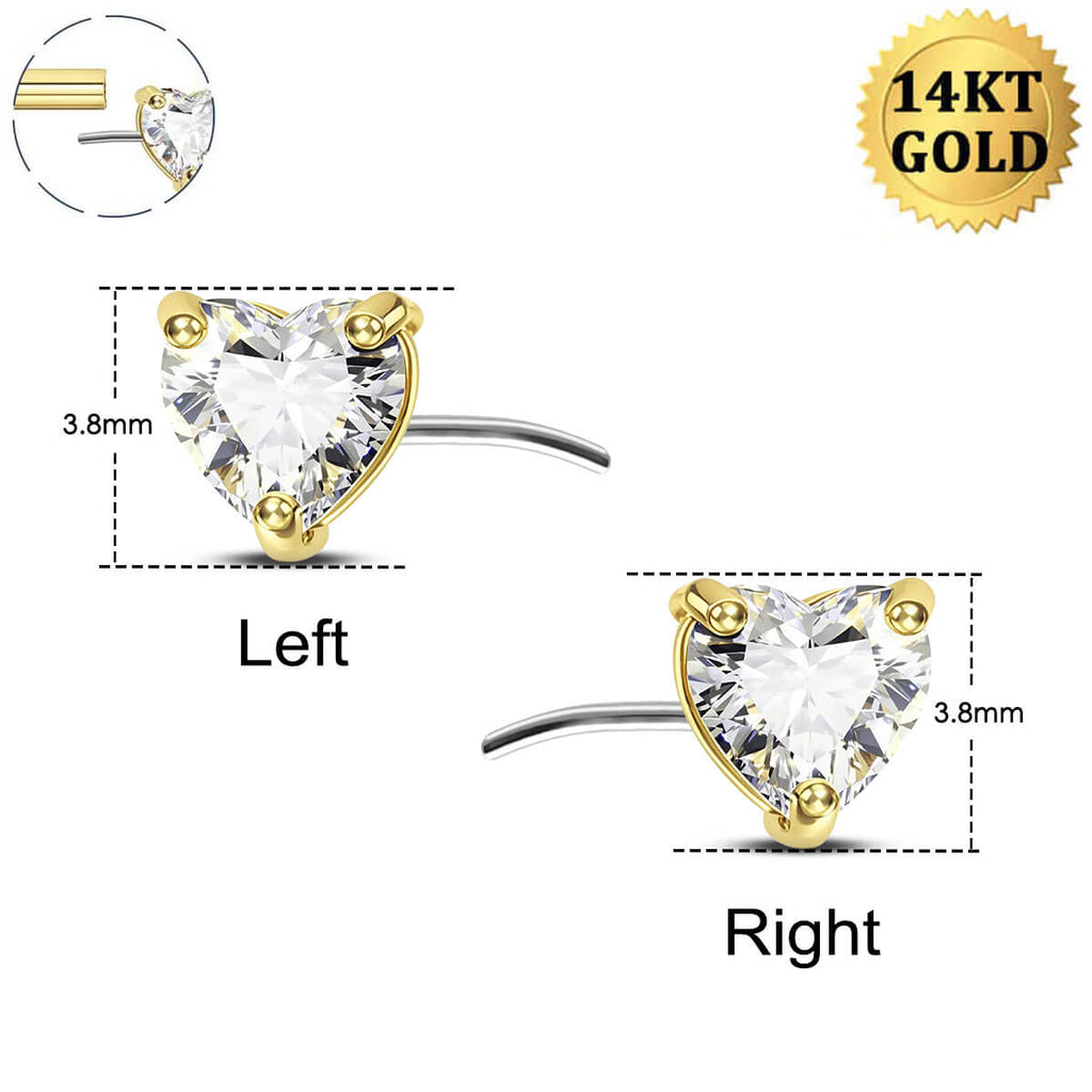 14K Gold Heart CZ Nipple Ring Replacement Ball