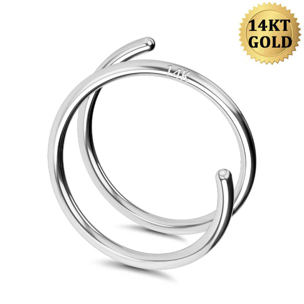 14K White Gold Double Segment Nose Hoop