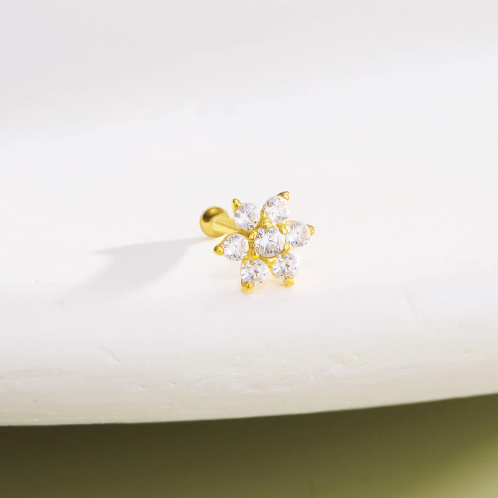 14K Gold Flower Top Nose Bone Stud