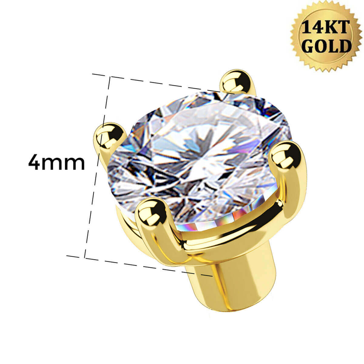 14K Gold CZ Replacement Belly Ring Ball