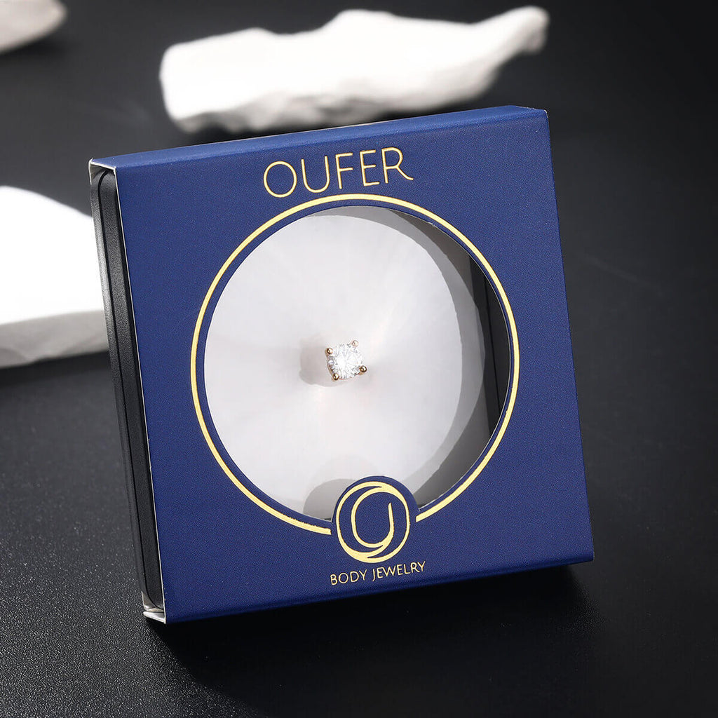 14K Gold CZ Replacement Belly Ring Ball