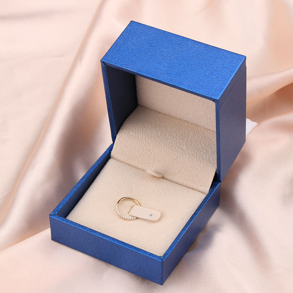 18G 14K Gold Front CZ Segment Septum Ring
