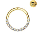 18G 14K Gold Front CZ Segment Septum Ring