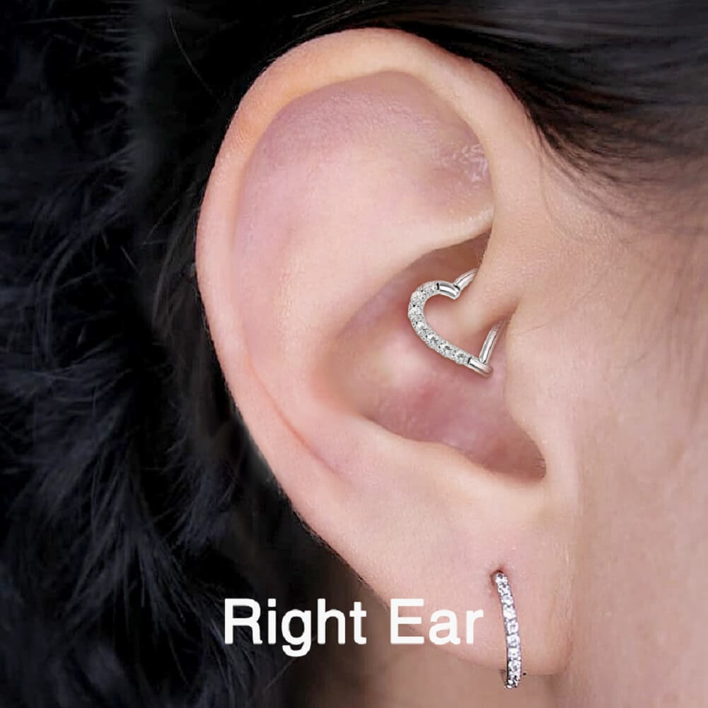 14K White Gold Heart Shaped CZ Earring