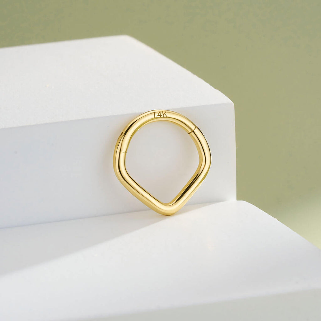 14K Gold V-Shape Segment Septum Ring