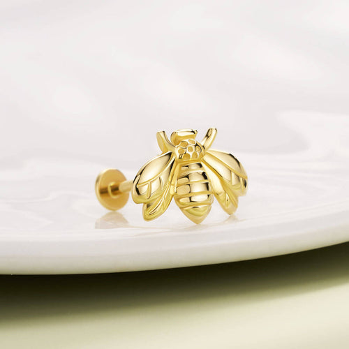 14K Gold Bee Threadless Labret Stud