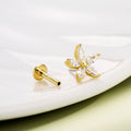 14K Gold CZ Flower Threadless Nose Stud