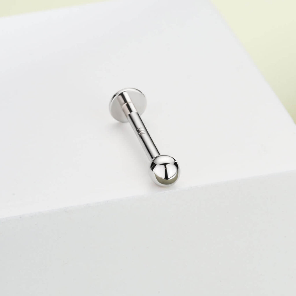 14K White Gold Round Head Threadless Nose Stud