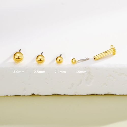 14K Gold Ball Threadless Cartilage Stud