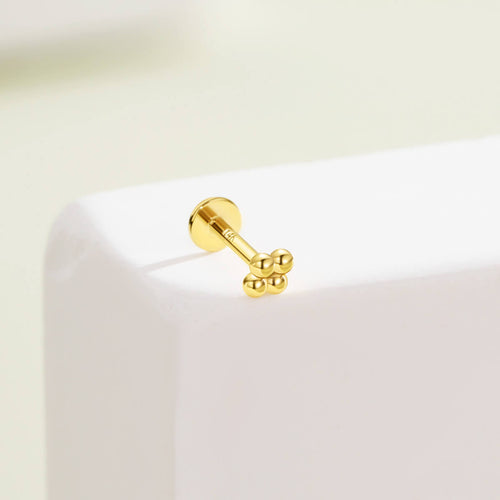 14K Gold Beans Top Threadless Cartilage Stud