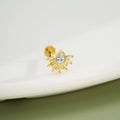 14K Gold Marquise CZ Sunburst Threadless Nose Stud