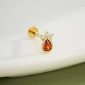 14K Gold Red Marquise CZ Threadless Nose Stud