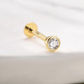 14K Gold CZ Threadless Top & Post Set