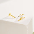 14K Gold Lotus Flower CZ Threadless Helix Stud