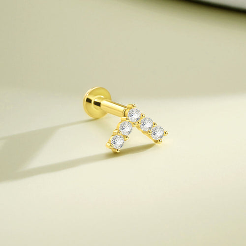 14K Gold Arrow Shape Threadless Nose Stud