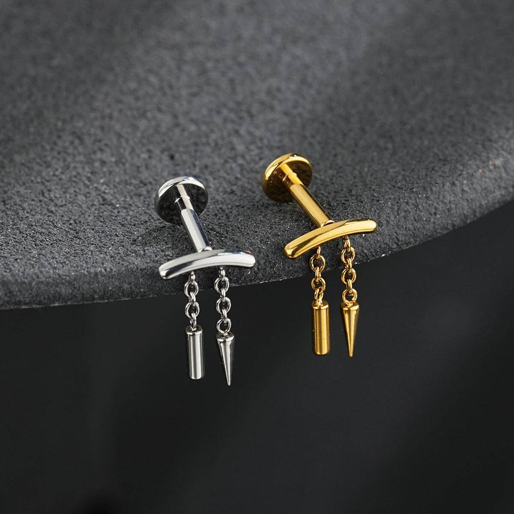 Spike Dangle Threadless Push-Pin Cartilage Stud
