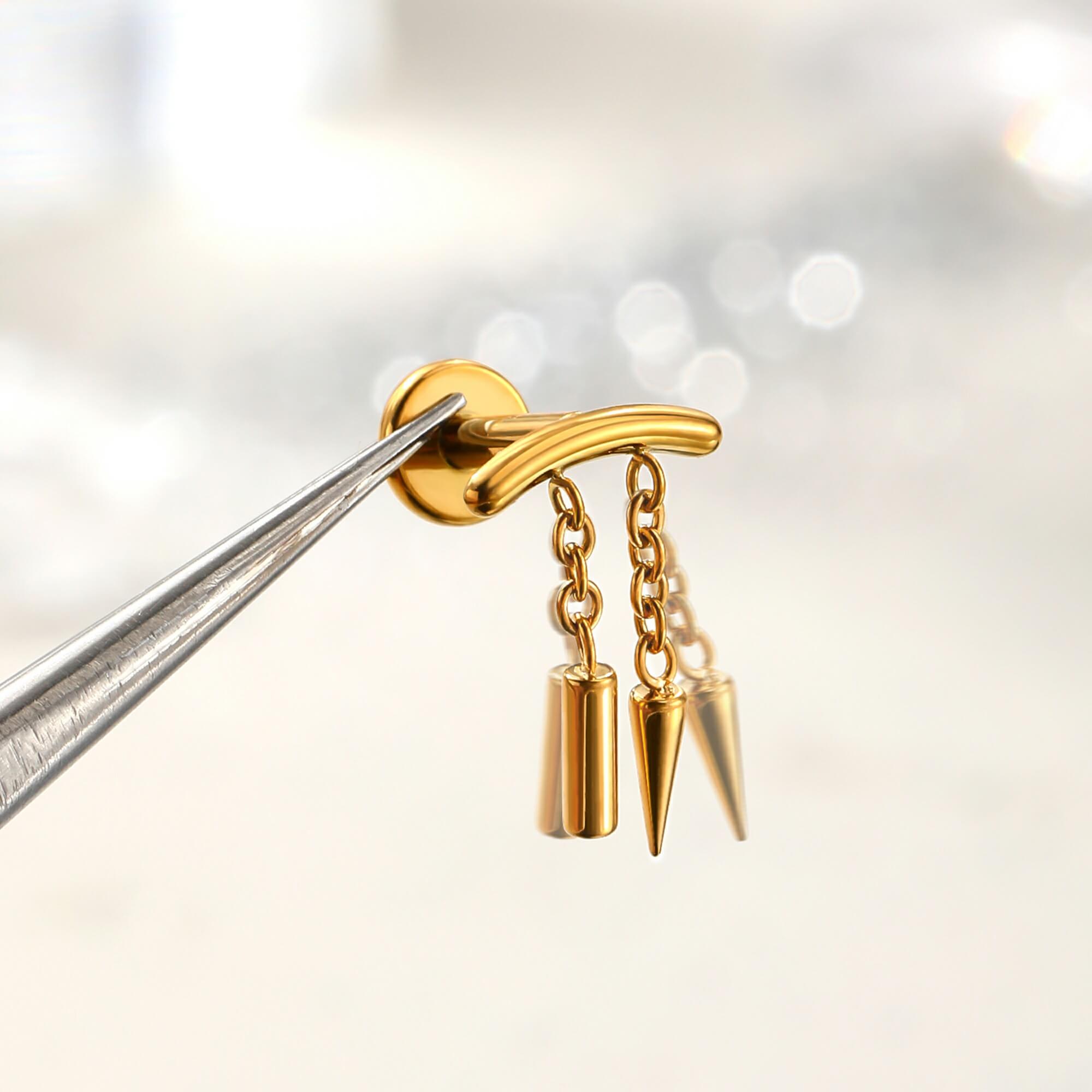 Spike Dangle Threadless Push-Pin Cartilage Stud