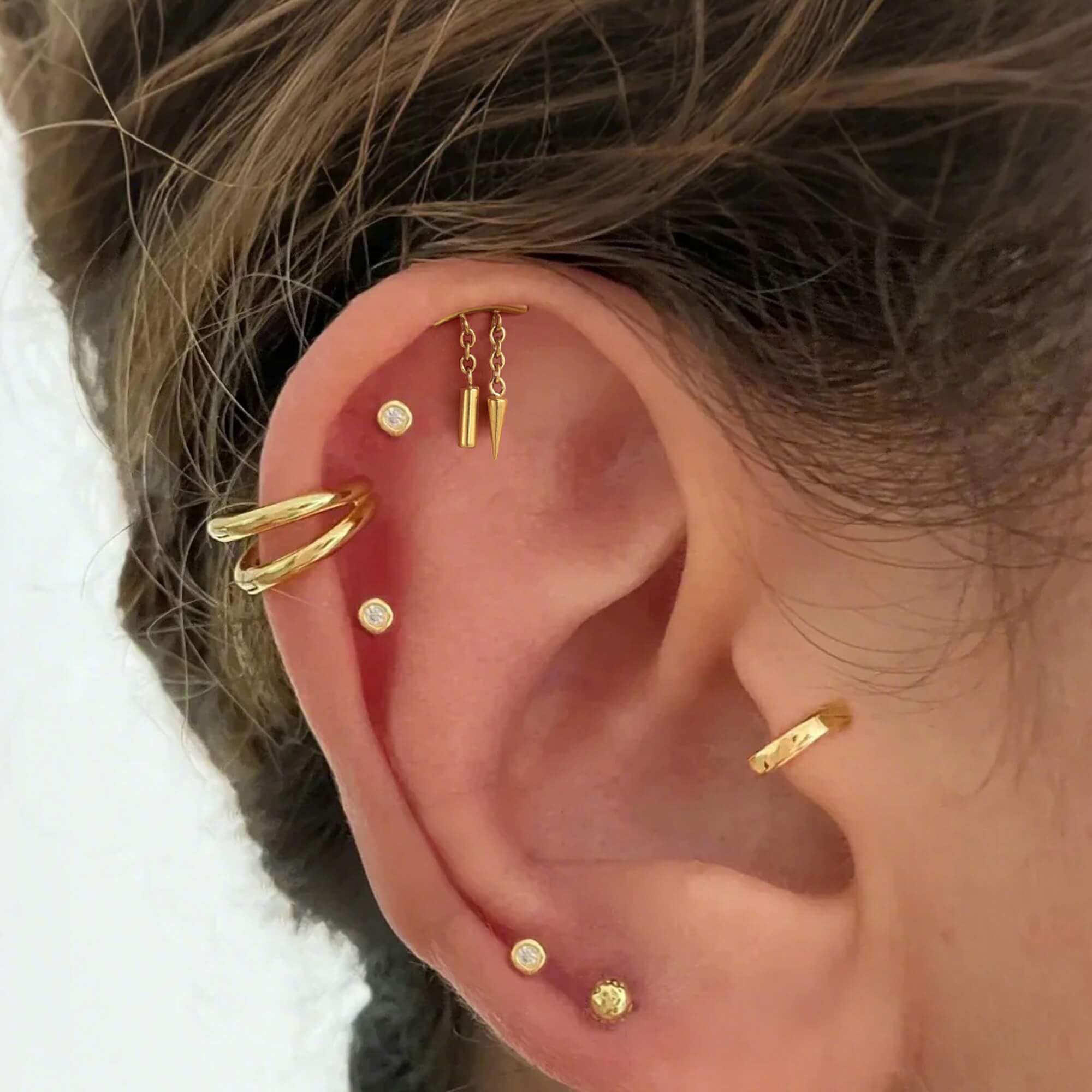 Spike Dangle Threadless Push-Pin Cartilage Stud