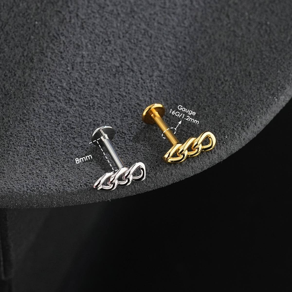 Chain Top Internally Threaded Cartilage Stud