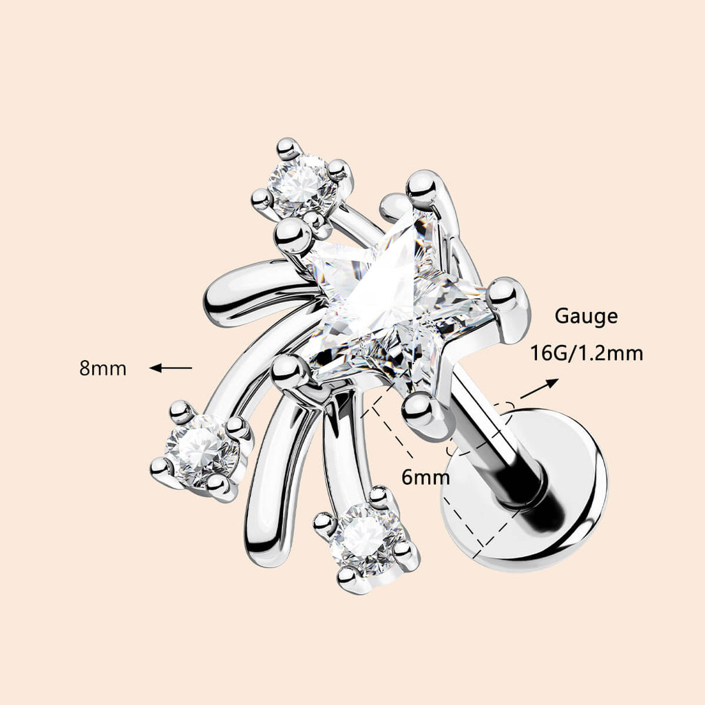Star CZ Internally Threaded Helix Stud