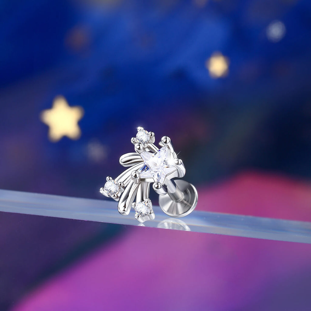 Star CZ Internally Threaded Helix Stud