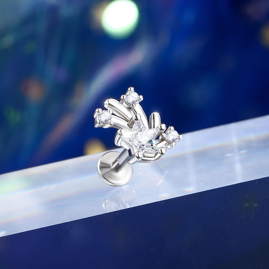 Star CZ Internally Threaded Helix Stud