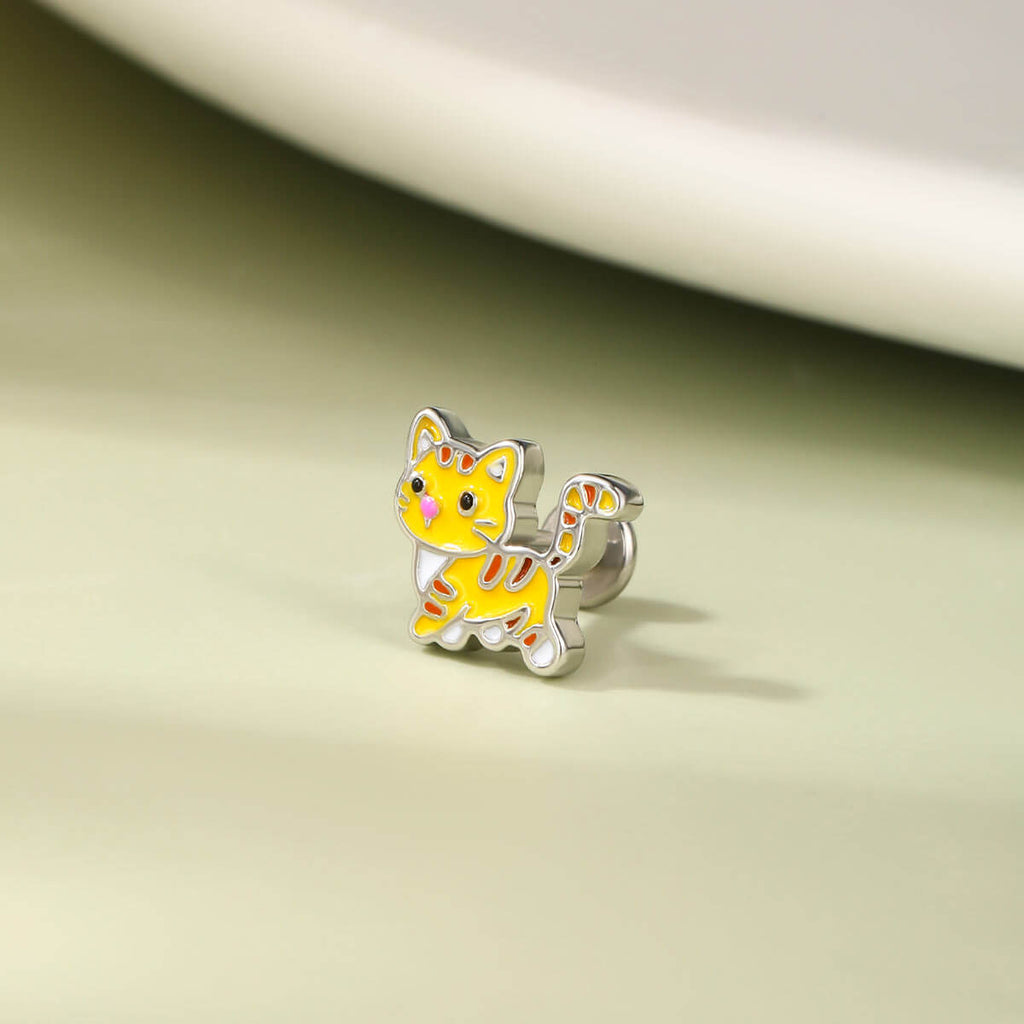 Oufer X Roly Cat Internally Threaded Cartilage Stud