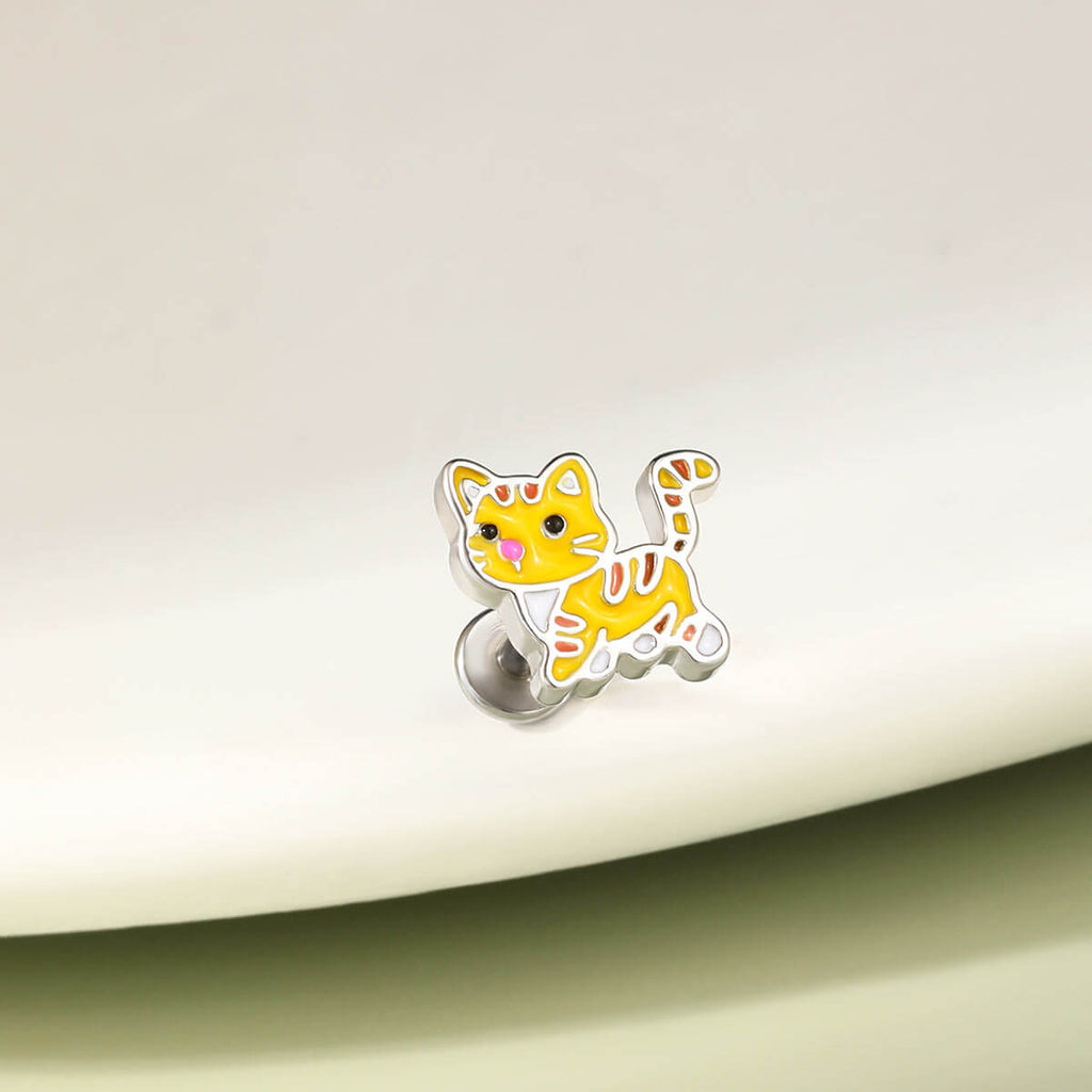 Oufer X Roly Cat Internally Threaded Cartilage Stud