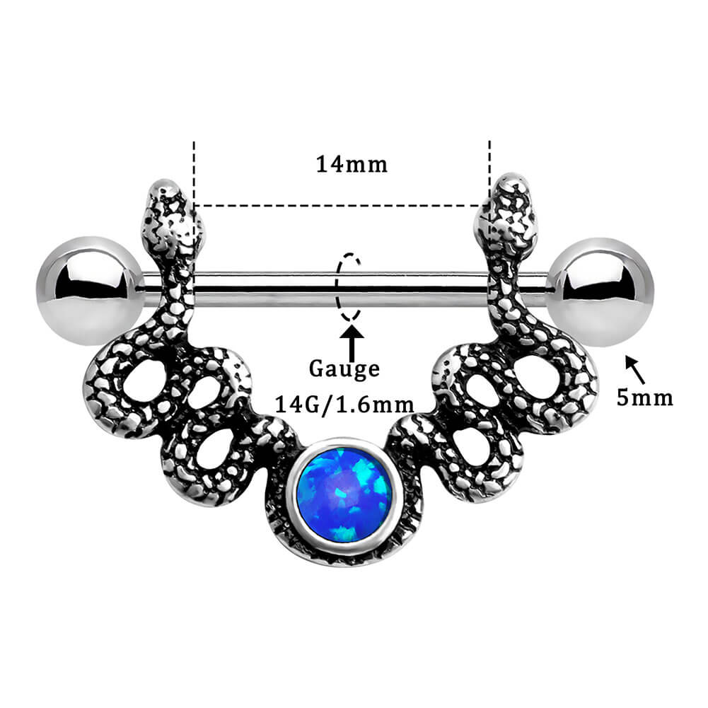 Synthetic Opal Snake Nipple Shield Pair