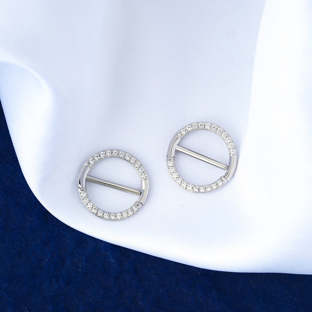Circular CZ Clicker Nipple Shield Jewelry