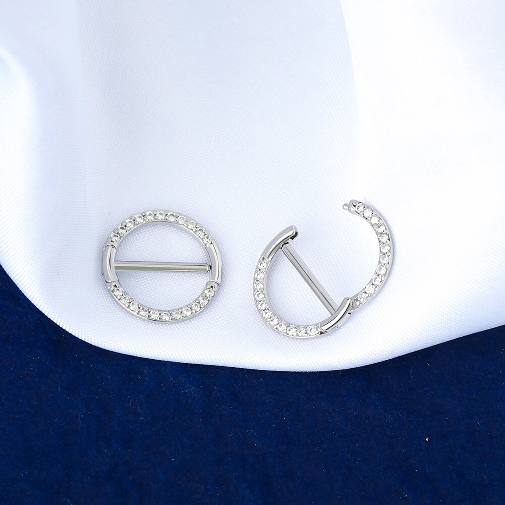 Circular CZ Clicker Nipple Shield Jewelry