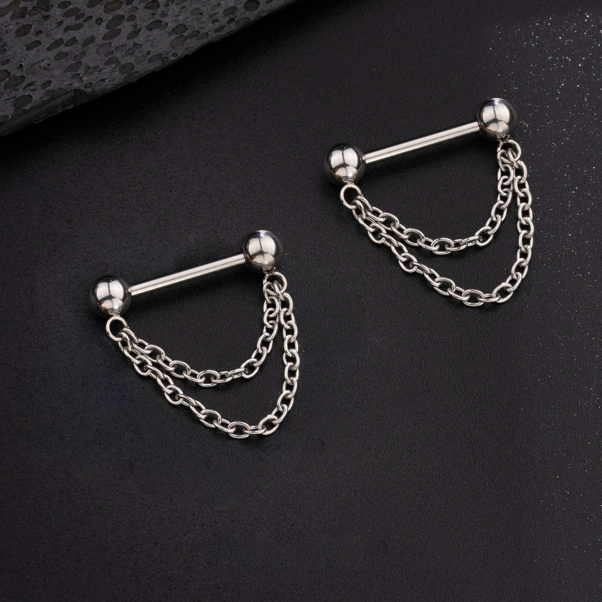 Threadless Double Chain Nipple Ring